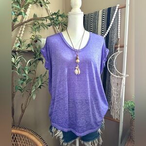 Free People Beach Oversized Purple Keep Me Burnout Tee